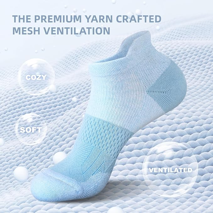 FITRELL 5-6 Pairs Ankle Running Socks for Women Athletic Cushioned Low Cut Tab Sports Socks