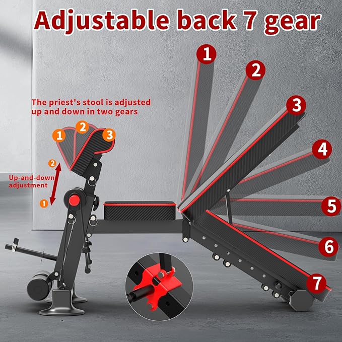 Adjustable Weight Bench,Utility Workout Bench Foldable Incline Decline Benches for Home Gym Full Body Workout,Load 330LBS