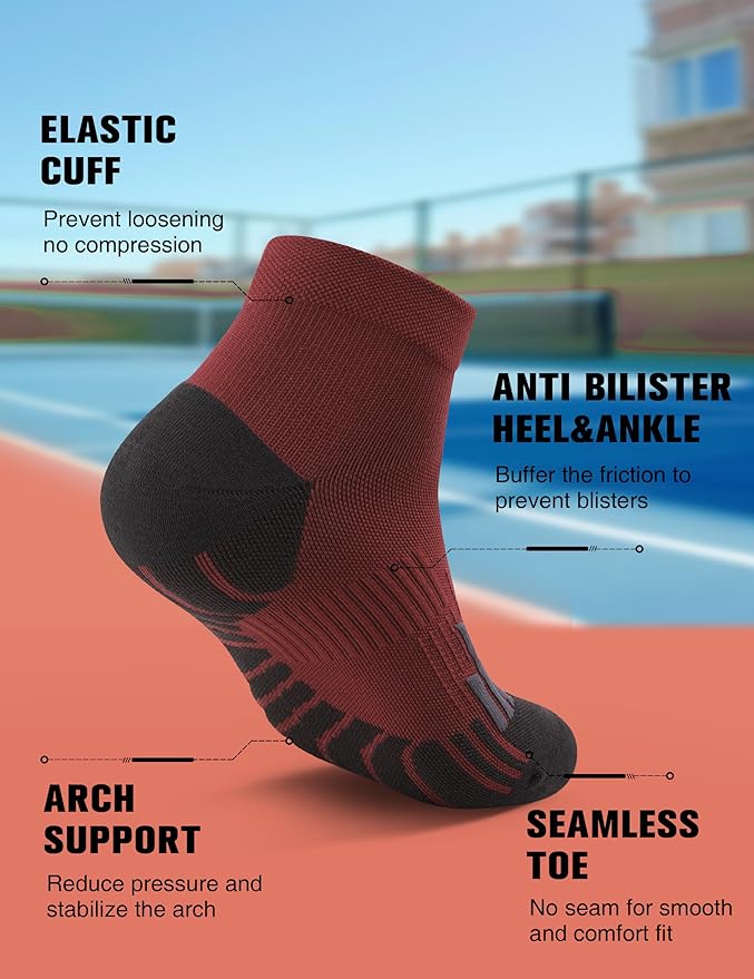 Compression Sport Running Socks: Athletic Socks for Men Women with Cushion,3 Pairs Work Hiking Basketball Ankle Socks