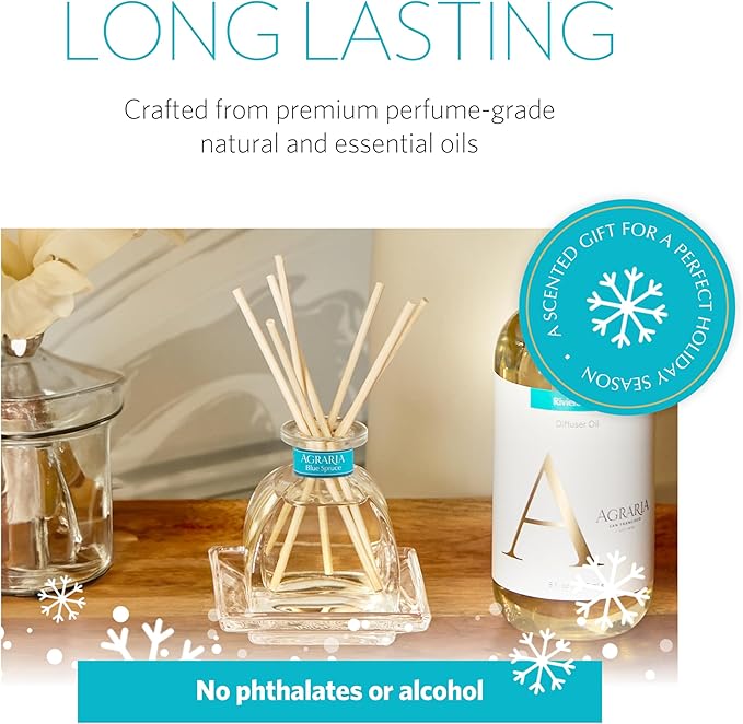 Agraria PetiteEssence Flower and Reed Diffuser Set, 1.7 oz, Handcrafted Sola Flower Botanical Scent Diffuser for Home, Scented Oil Gift Set