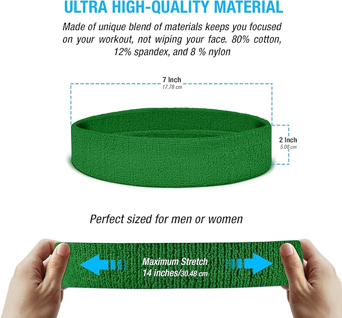 Suddora Sweatbands Set, Moisture Wicking 2 Wristbands and 1 Headband, Breathable Terry Cloth Athletic Bands for Basketball, Tennis, Yoga, Gym, Sweat Bands for Costumes and Cosplay