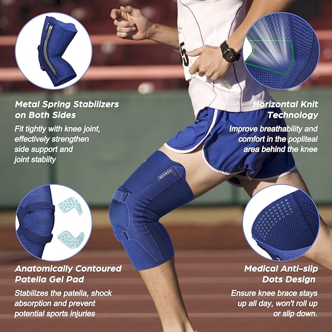 NEENCA Knee Brace for Knee Pain, Compression Knee Support with Patella Tendon Strap & Gel Pads, Side Stabilizers. Knee Sleeve for Meniscus Tear, ACL, PCL, Arthritis, Joint Pain Relief, Runner, Workout
