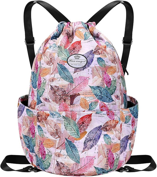 HUA ANGEL Drawstring Backpack Bag, Sport Gym Sackpack Lightweight Small Gym Bag for Men Women Pull String Sport Beach Bag