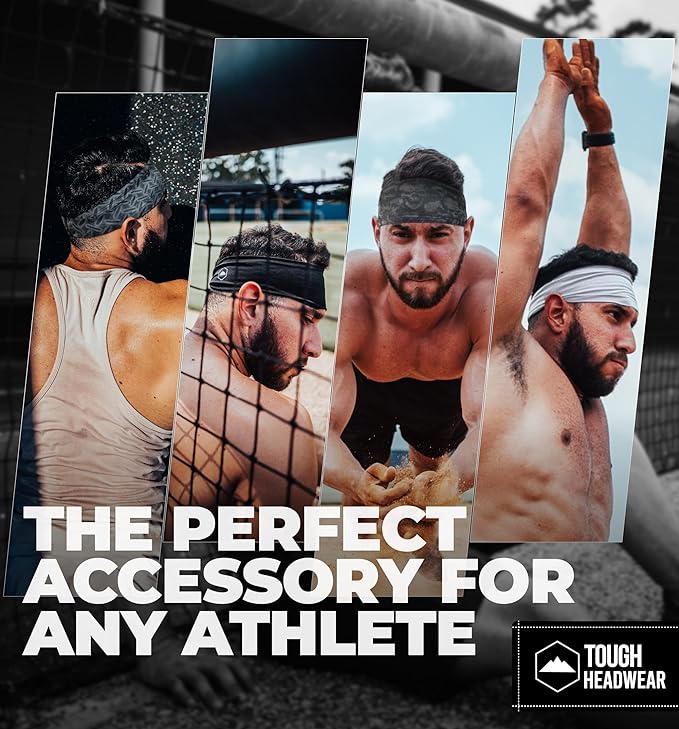 Tough Headwear Sport Headbands for Men - Workout Headbands for Women - Running Headband -Tennis Athletic Sweatband