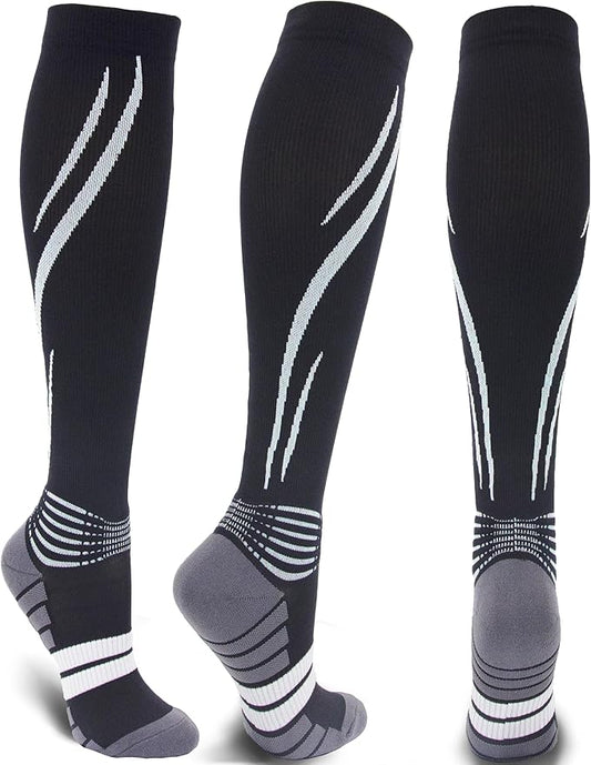 Compression Socks for Men & Women 20-30 mmHg Knee High -Best Support for Medical, Athletic, Sports, Travel (1/2Pairs)