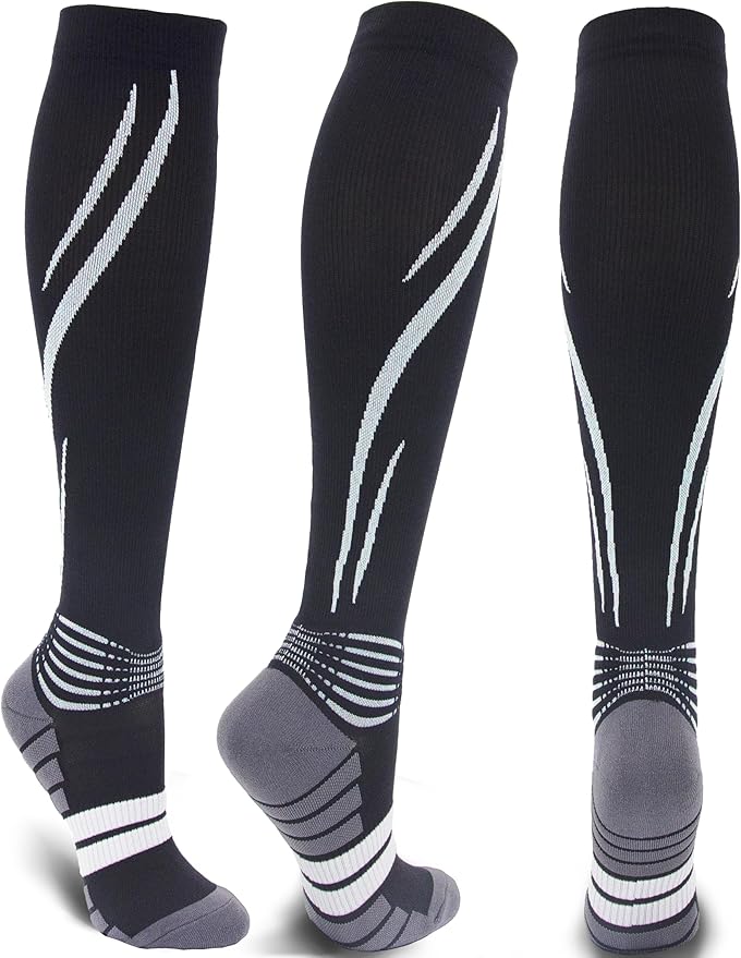 Compression Socks for Men & Women 20-30 mmHg Knee High -Best Support for Medical, Athletic, Sports, Travel (1/2Pairs)