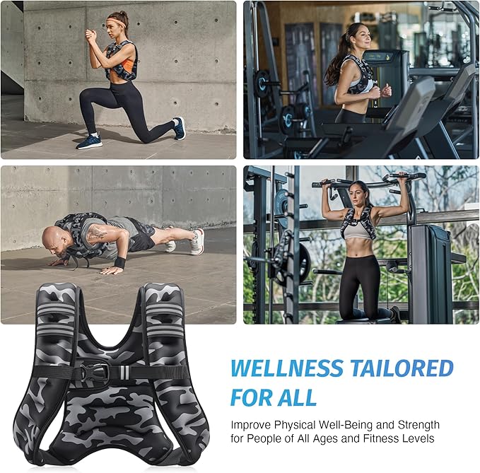 ZELUS Weighted Vest, 6lb/8lb/12lb/16lb/20lb/25lb/30lb Weight Vest with Reflective Stripe for Workout, Strength Training, Running, Fitness, Muscle Building, Weight Loss, Weightlifting