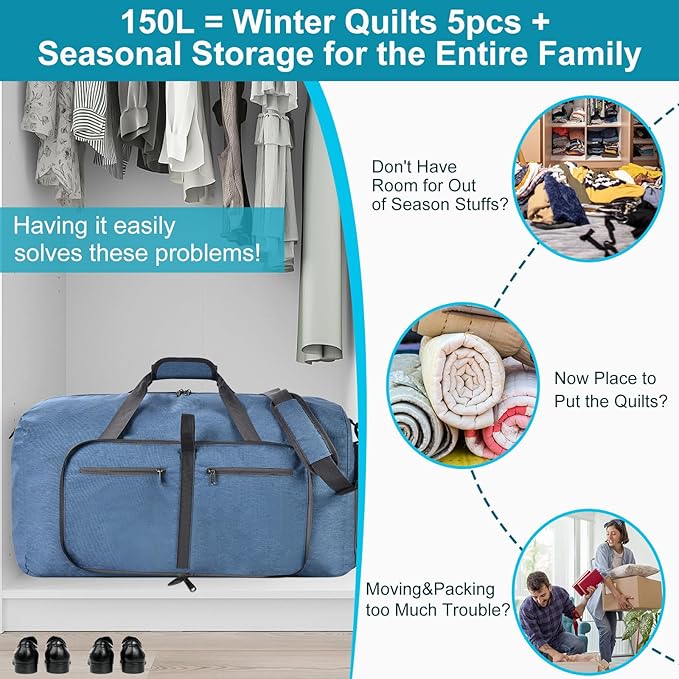 Felipe Varela Duffle Bag with Shoes Compartment and Adjustable Strap,Foldable Travel Duffel Bags for Men Women,Waterproof Duffel Bags