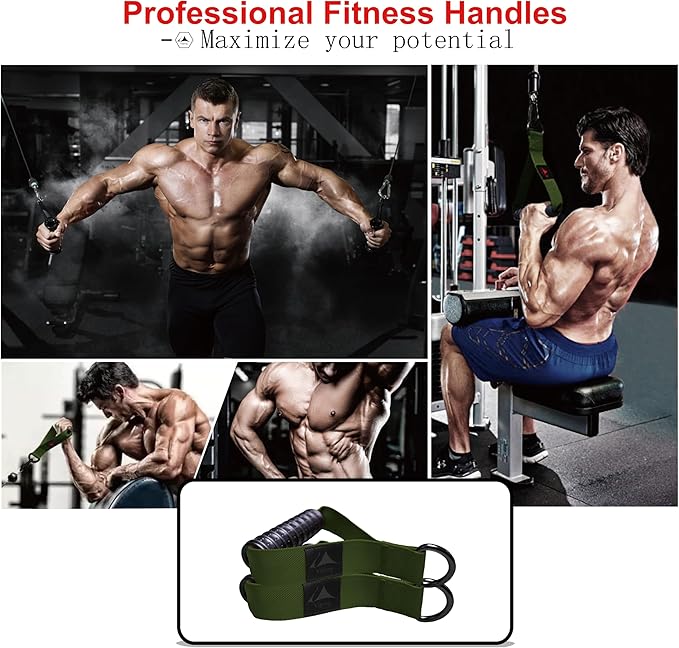 Heavy Duty Exercise Handles, Ultra-Durable Rubber Workout Grip Attachments for Cable Machines, LAT Pulldown, Resistance Bands, Home Gym and Commercial Fitness Equipment