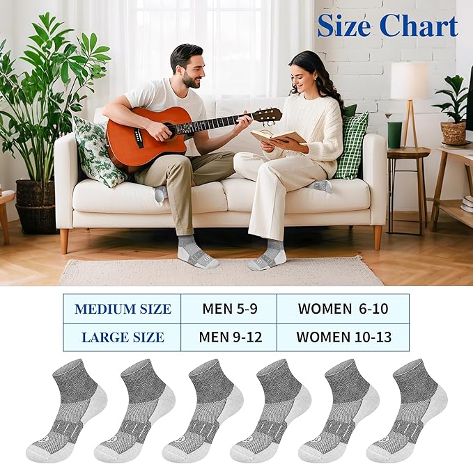 Diabetic Socks for Men,6 Pairs Ankle Mens Diabetic Socks,Diabetic Neuropathy Socks for Men 9-12