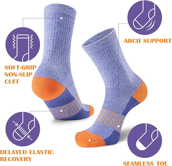 Gonii Women Socks Hiking Running Thick Cushion Athletic Crew Socks 5-Pair