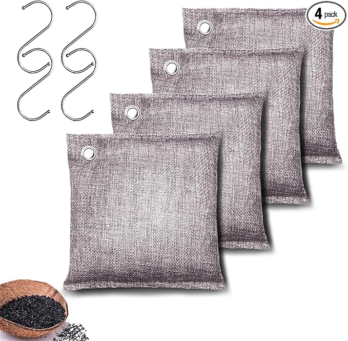 Activated Charcoal Odor Absorber, Odor Eliminator for Strong Odor,Coconut Shell Charcoal Air Purifying Bags for Home Car Closet Pet, Smoke Room Deodorizer