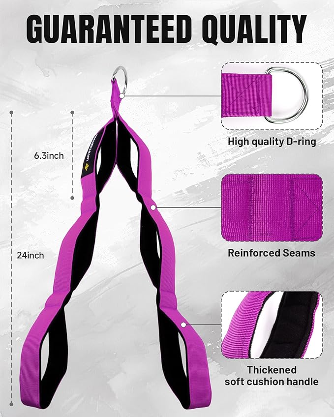 MANUEKLEAR Tricep Rope Cable Attachment Handles, Greater Range of Motion, Tricep Pull Down Rope for Push Downs, Crunches, Facepulls for Professional Gym