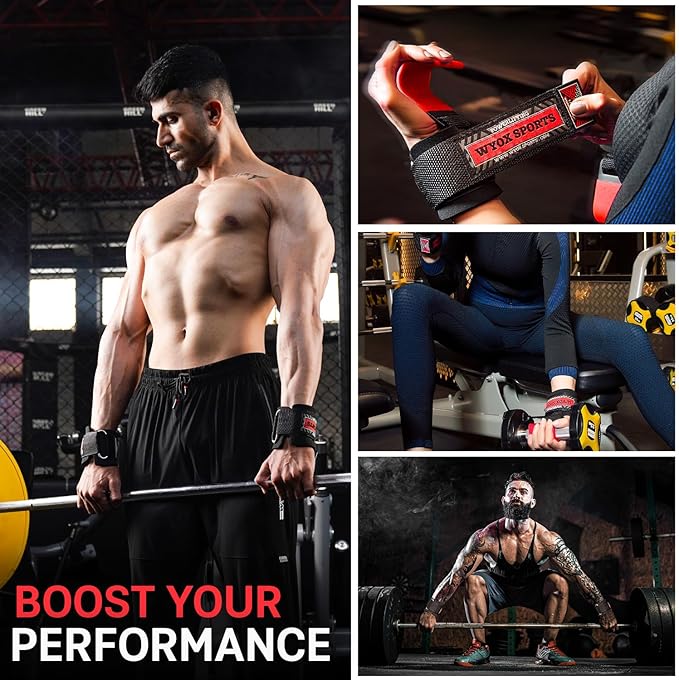 WYOX Weight Lifting Hooks for Men & Women (Pair) – Heavy Duty Wrist Support Straps with Hooks for Deadlifts, Pull Ups, Shrugs – Gym Lifting Straps with Grip Assist for Weightlifting & Strength Training