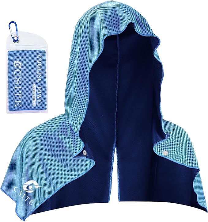 Cooling Hoodie Towels, Instant Cooling Towels for Neck and Face, UPF 50 Sun Protection, Ice Towel for Hot Weather, Head Towel for Sports, Camping, Cycling & More Activities