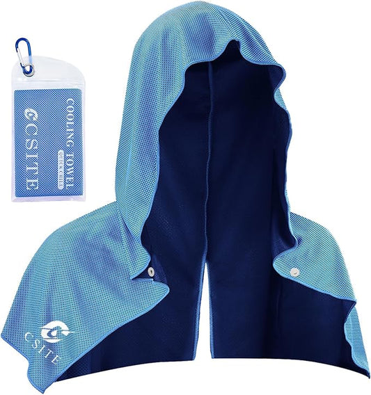 Cooling Hoodie Towels, Instant Cooling Towels for Neck and Face, UPF 50 Sun Protection, Ice Towel for Hot Weather, Head Towel for Sports, Camping, Cycling & More Activities
