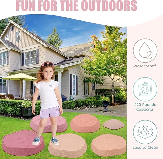 Fanboxk Stepping Stones for Kids,Non-Slip Toddlers Stepping Stones for Promoting Children's Balance Coordination Skills,Obstacle Courses Sensory Toys Outdoor or Indoor Play for Kids 3-8