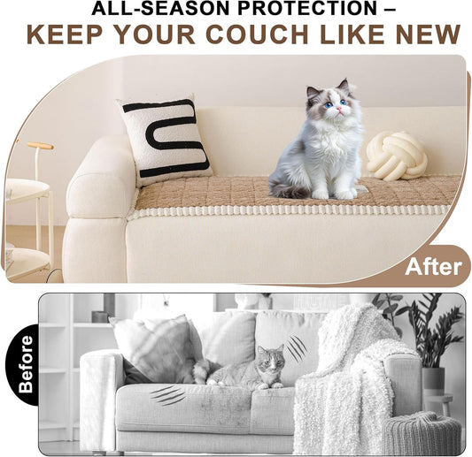 OTOB Couch Covers for Sofa Pet Friendly, Washable & Non Slip Fuzzy Dog Couch Cover Love Seat Sofa Slipcovers, All Seasons Cozy Soft Plush Furniture Protector Cushion Mat (Coffee, 27.6" x 59.1")