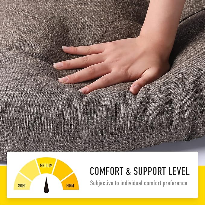 SUNROX LokGrip Non Slip Tufted Memory Foam Bench Cushion, FadeShield Water Resistant Durable Thicken Outdoor/Indoor Bench Seat Pads 30x14x4 inch, Heather Chestnut