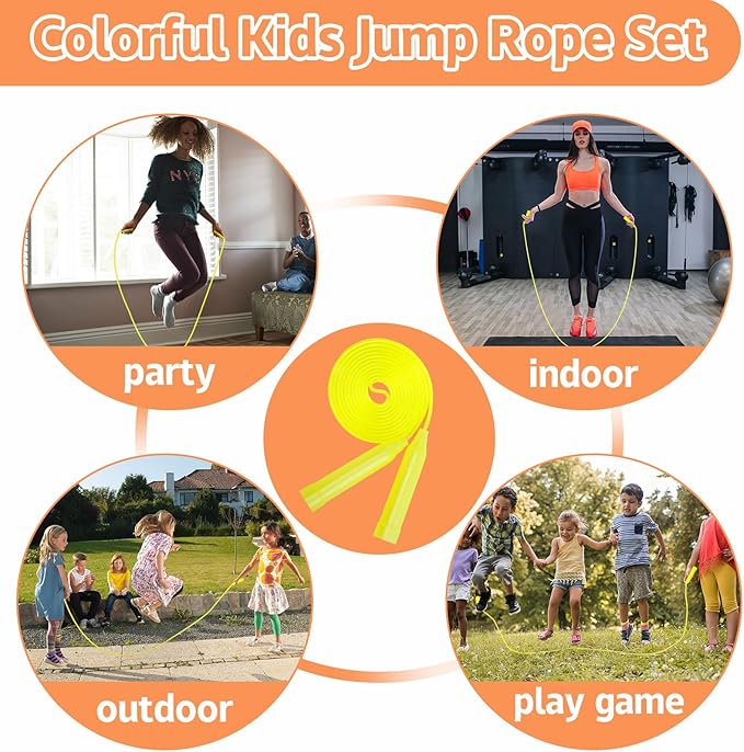 30 Pcs Kids Jump Rope,Colorful Jump Ropes for Kids,7.2 Feet Plastic Jump Ropes,Adjustable Skipping Rope,Jumping Ropes for Party Favors,Birthday Gifts,Indoor Outdoor Activity