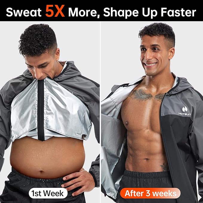 HOTSUIT Sauna Suit for Men Weight Loss Sweat Suits Gym Workout Exercise Sauna Jacket Pant Full Body
