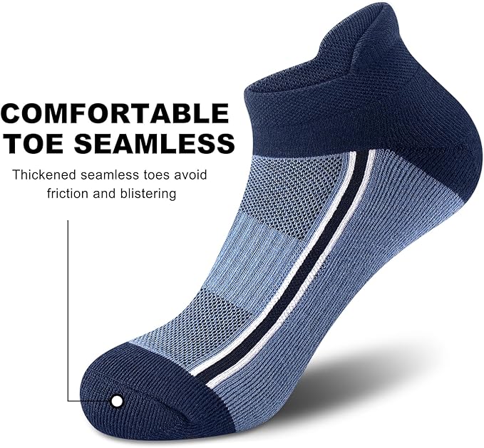 Gonii Men's Running Athletic Ankle Socks - Thick Cushioned Low Cut Socks (5 Pairs)
