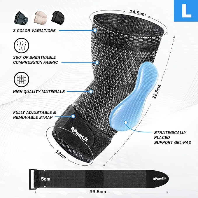 POWERLIX Elbow Brace Compression Support - Elbow Sleeve for Tendonitis, Tennis Elbow and Golfer's Elbow Treatment, Arthritis, Fitness, Weightlifting and More - Elbow Pain Relief 2025