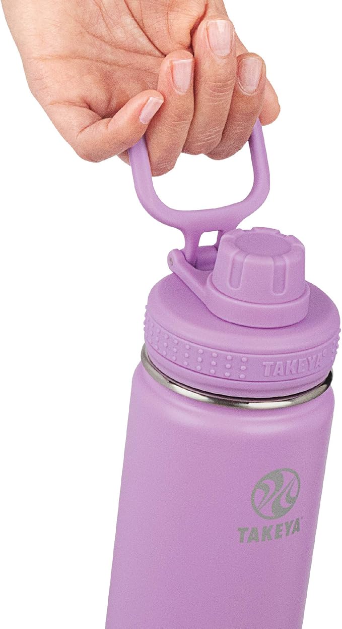 Takeya Actives Water Bottle with Spout Lid - Bottle with Double Stainless Steel Insulation - Dishwasher Safe & BPA-Free - Bottle with Spout Lid & Removable Bumper - 24 oz, Lilac