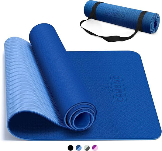 CAMBIVO Yoga Mat for Women Men Kids, 1/3 & 1/4 & 2/5 Inch Extra Thick Yoga Mat Non Slip, 72" x 24" TPE Yoga Mats, Workout Mat with Carrying Strap for Yoga, Pilates and Floor Exercises