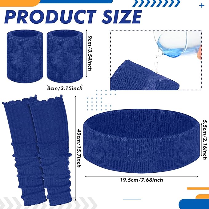 Hillban 4 Set 80s Leg Warmer Workout Set Women Men Neon Headband Rainbow Wristband Outfit Halloween 80s 90s Accessories