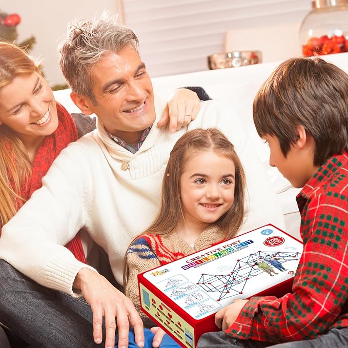 Fort Building Kit for Kids,STEM Construction Toys, Educational Gift for 4 5 6 7 8 9 10 11 12 Years Old Boys and Girls,Ultimate Creative Set for Indoor & Outdoors Activity,200 Pcs,Original