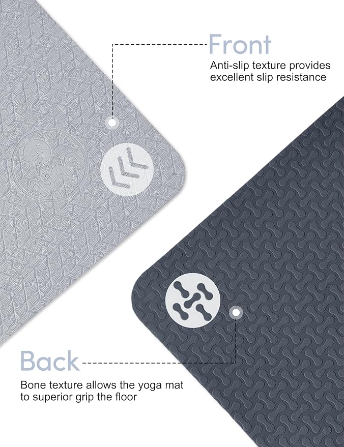 IUGA Yoga Mat Non Slip Anti-tear Pilates Mat Eco Friendly Hot Yoga Mats Thick for Workout & Exercise(72"x 24"x 6mm)