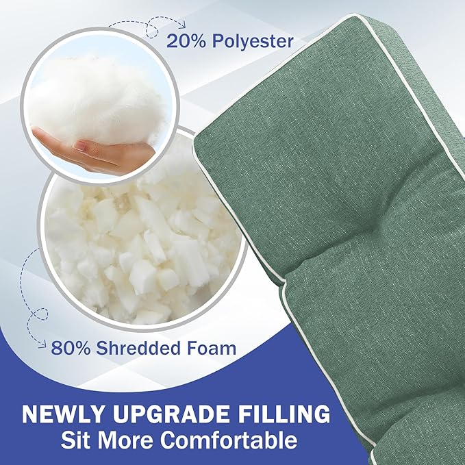 Bench Cushions for Outdoor Furniture, 42 x 16 Inch Outdoor Bench Cushion, Patio Bench Cushion with Durable Ties, Long Patio Seat Cushions for Garden, Indoor, Kitchen&Dining, Green