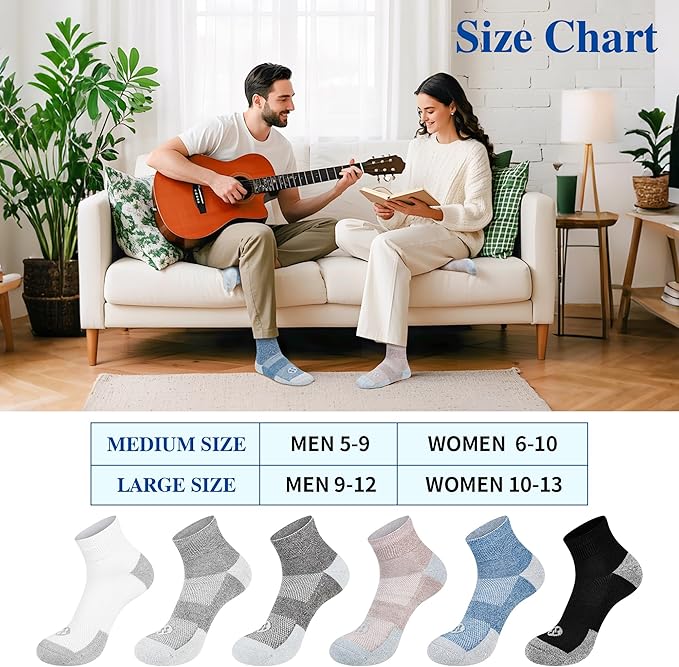 Diabetic Socks for Men,6 Pairs Ankle Mens Diabetic Socks,Diabetic Neuropathy Socks for Men 9-12