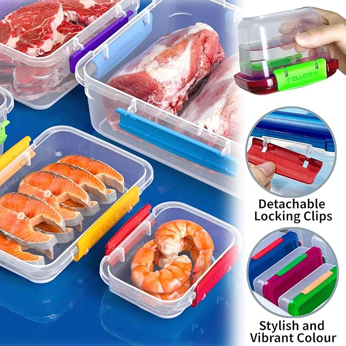 10 Pcs Set Plastic Food Storage Containers with Lids BPA Free Snap Lock Container Kitchen Pantry Organization for Meal Prep Lunch Salad Leftover Fruit Stackable Microwave Dishwasher Safe 5/12/29/68 oz