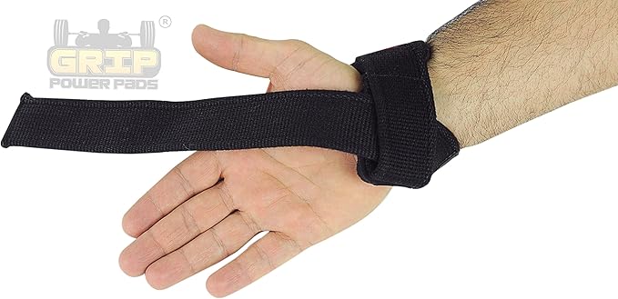 Heavy Duty Lifting Straps Neoprene Padded 1 Pair Wrist Wraps & Rubbery Grip Support Straps with Cotton Coated Rubber on One Side