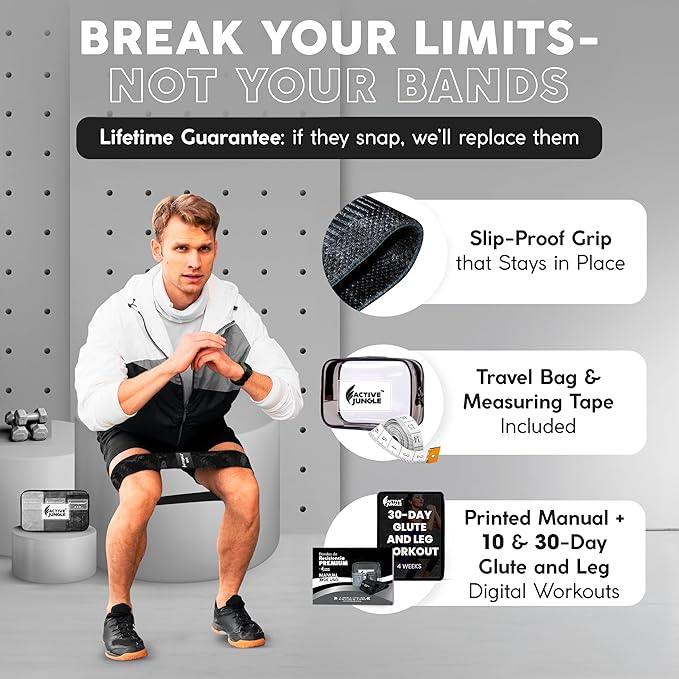 Premium Fabric Resistance Bands for Glutes & Legs – Set of 3 | Non-Slip, Elastic, Durable, Includes Travel Bag, Workout Guide & Digital Challenges