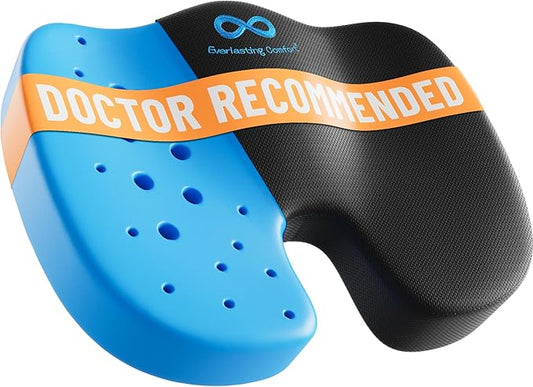 Everlasting Comfort Doctor Recommended Memory Foam Seat Cushion for Office Chairs & Car Seat - Ergonomic Office Desk Accessories for Tailbone Pain Relief, Sciatica & Back Support