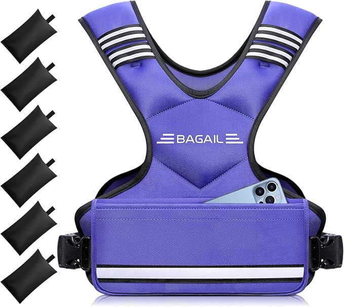 BAGAIL Adjustable Weighted Vest, 4-10lb/12-18lb/20-32lb Rucking Vest for Women & Men with 6 Weights & Large Pocket, Weight Vest for Home Workouts, Running, Walking and Strength Training