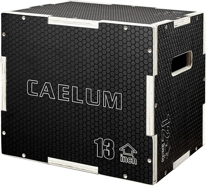 CAELUM 3-in-1 Wood Plyo Box - Non-Slip Plyometric Jump Box for Home & Gym, 400lbs Bearing Fitness Launch Box for Jumping Squats Step-ups Strength Training