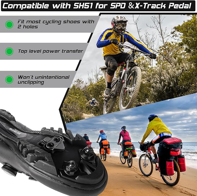 BUCKLOS SPD Pedals PD-M680 Mountain Bike Clip in SPD Flat Combo Dual Sided Pedals - Road Bike MTB Clipless Sealed Bearing Bicycle Clips Pedal Compatible with Shimano SPD Cleats (Black…