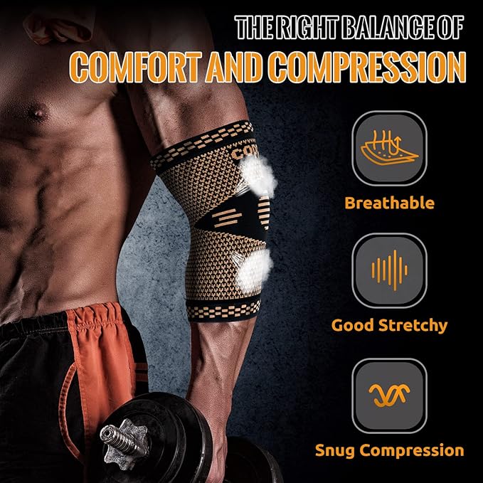 Copper Elbow Sleeve,Elbow Compression Sleeve, Elbow Brace For Tendonitis and Tennis Elbow,Golfers, Arthritis, Bursitis. Elbow Pain Relief,Weightlifting, Fit for Men & Women