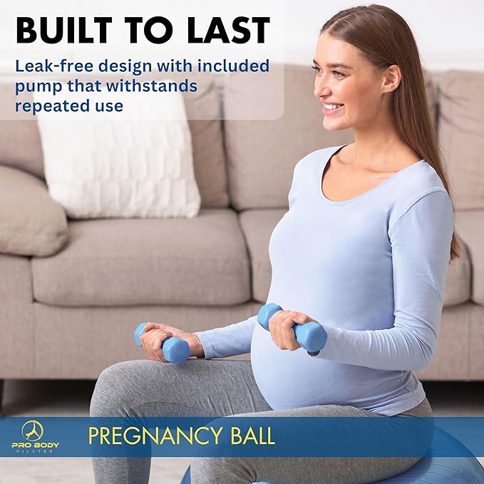ProBody Pilates Pregnancy Ball - Yoga Ball for Pregnancy with Book, Prenatal, Labor & Postnatal Maternity Exercise
