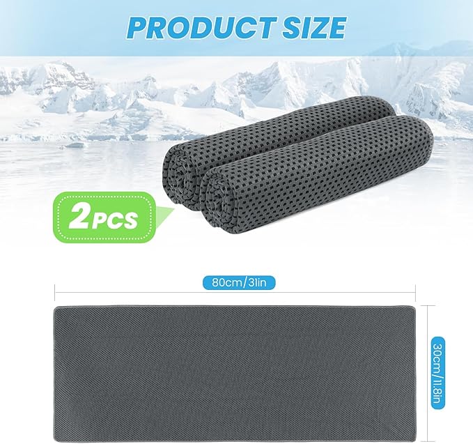 INNOLIFE 2 Pack Cooling Towels, Soft Breathable Ice Towel Chilly Towel for Sports, Gym, Fitness, Running, Hiking, Yoga - Black