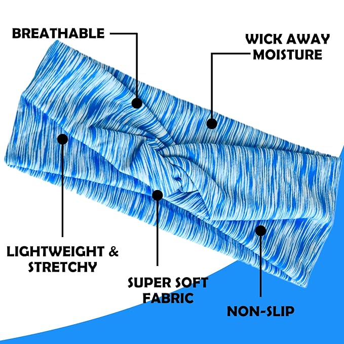 Lotus78, Pack of 6 Wide Headbands for Women Non Slip, Fashionable Sports Hair Bands for Women's Hair, Soft Elastic Stretchy Head Bands, Yoga Workout Headbands for Women Daily Fashion (Element)