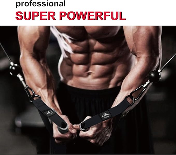 Heavy Duty Gym Exercise Handles Attachment for Cable Machine,Resistance Band,Pulley System Home Fitness Workout Equipment, with Elastic Rubber Grip and 2 Large Carabiners