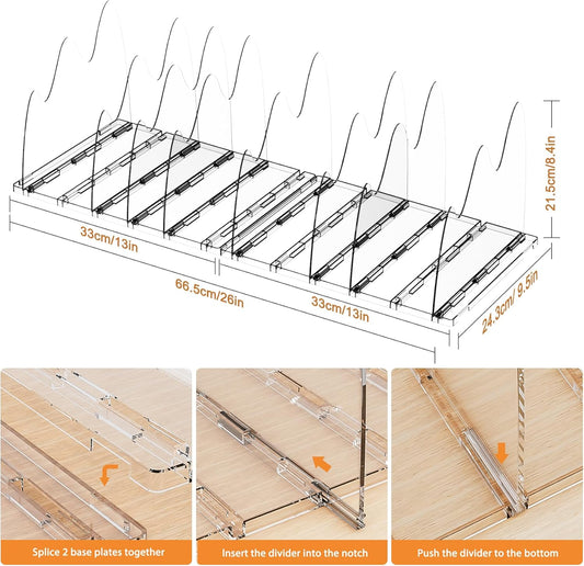 Bag & Purse Organizer for Closet, 2 Pack Adjustable Clear Handbag Storage Holder, Acrylic Shelf Dividers for Closet Organizers and Storage - Keep Carteras & Pocketbook Upright