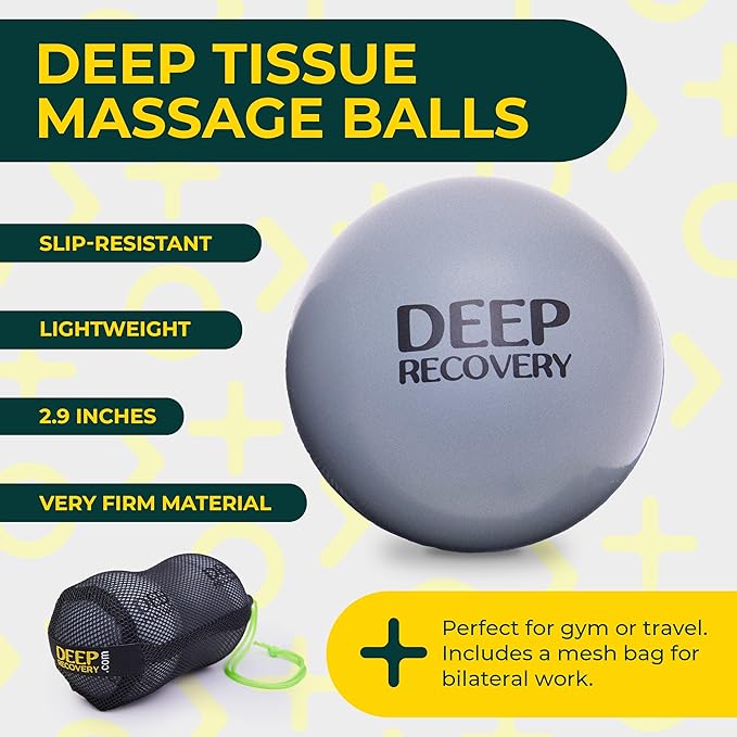 Very Firm Yoga Deep Tissue Massage Ball Set – Myofascial Release Balls for Feet, Back, Neck, Legs & Arms – Trigger Point & Mobility Therapy (2-Pack)