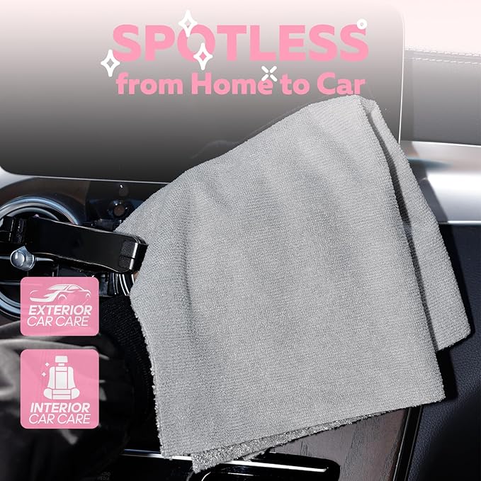 Fantasticlean XL Tear-Away Microfiber Cleaning Cloth Roll, 16'' by 16''- 36 Sheets, Thick & Large Detailing Towels, Ultra Absorbent, Lint-Free Reusable Wipes for Home, Car or Outdoor (Glossy Grey)