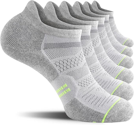 CS CELERSPORT 6 Pack Men's Running Ankle Socks with Cushion, Low Cut Athletic Sport Tab Socks